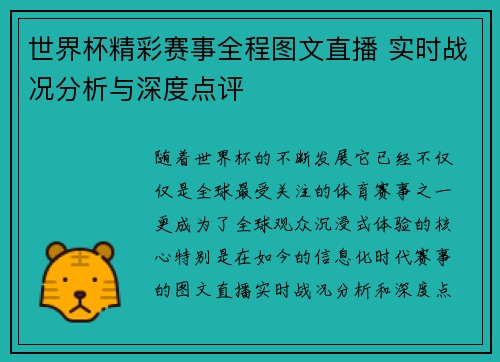 世界杯精彩赛事全程图文直播 实时战况分析与深度点评